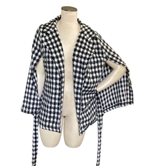 (New) HYFVE Houndstooth Cape Jacket Sz M Black & White 164A - Picture 3 of 10